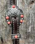 Dark Oil Basketweave Coral - Clear Browband/One Ear Tack Set  