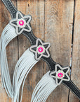 Black Basketweave Pink & AB One Ear Tack Set  