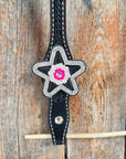 Black Basketweave Pink & AB One Ear Tack Set  