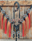 Black Basketweave Red and Copper One Ear Tack Set  