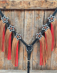Black Basketweave Red and Copper One Ear Tack Set  