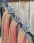 Black Basketweave Red and Copper One Ear Tack Set  