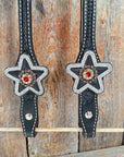 Black Basketweave Red and Copper One Ear Tack Set  