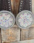 Dark Oil Silver Dot Rhinestone and AB One Ear Tack Set 