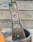 Hand Engraved Copper and Turquoise Barrel Racing Western Stirrups BRS100