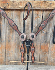 Teal Diamond and Black Fleur De Lis Browband / One Ear - Breastcollar Tack Set 
