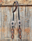 Teal Diamond and Black Fleur De Lis Browband / One Ear - Breastcollar Tack Set 