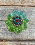 Blue and Green Flower Rhinestone Rosette - Assorted Conchos