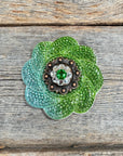 Blue and Green Flower Rhinestone Rosette - Assorted Conchos