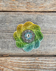 Triple Color Flower Rhinestone Rosette - Assorted Conchos