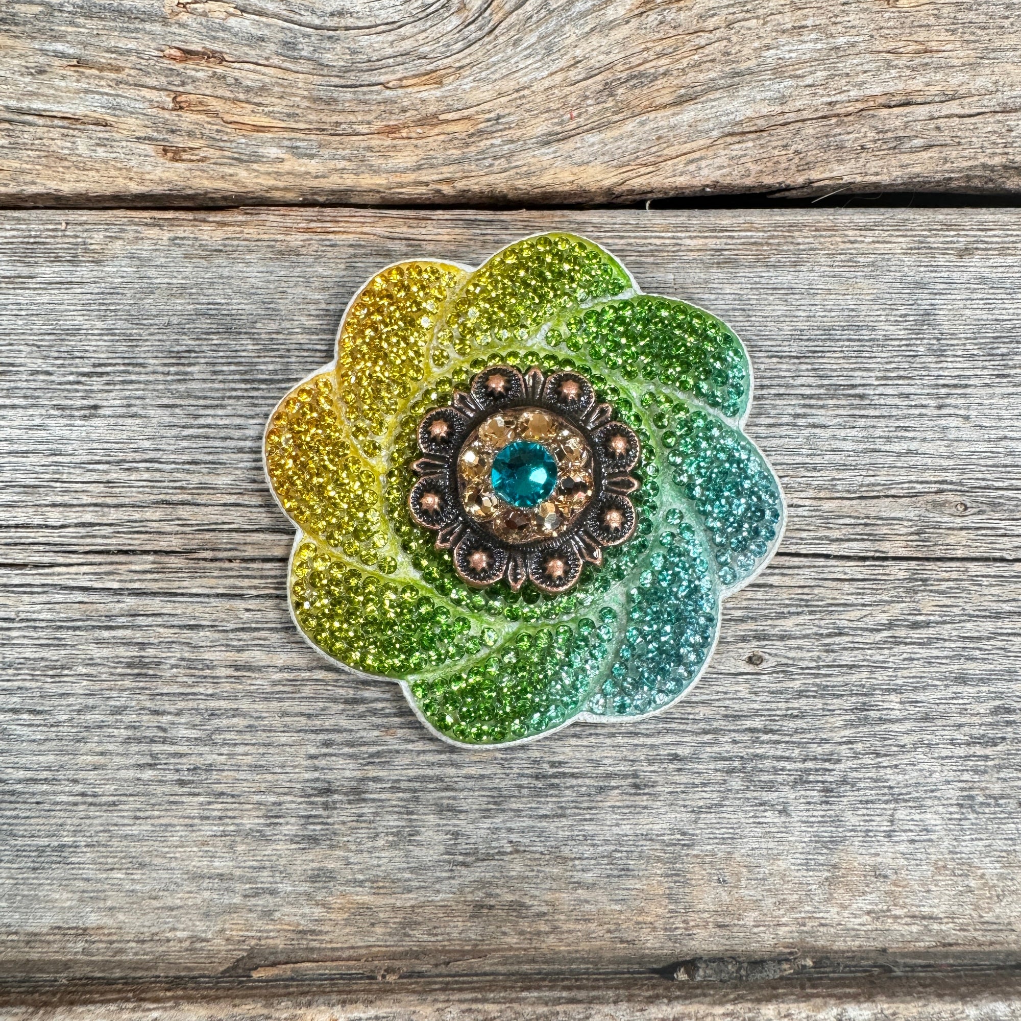 Triple Color Flower Rhinestone Rosette - Assorted Conchos