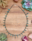 Sterling Silver Pearl & Long Blue Turquoise Necklace – 21”