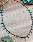 Sterling Silver Pearl & Long Blue Turquoise Necklace – 25”