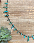 Sterling Silver Pearl & Long Blue Turquoise Necklace – 25”