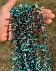 Sterling Silver Pearl & Long Blue Turquoise Necklace – 25”