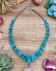 Blue Turquoise & Silver Hematite Necklace – 18”