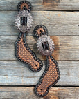 Copper Dot Honeycomb Floral Spur Straps - Copper Flower 