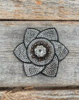 Black Pointed Flower Rhinestone Rosette - Assorted Conchos