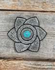 Black Pointed Flower Rhinestone Rosette - Assorted Conchos