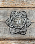 Black Pointed Flower Rhinestone Rosette - Assorted Conchos