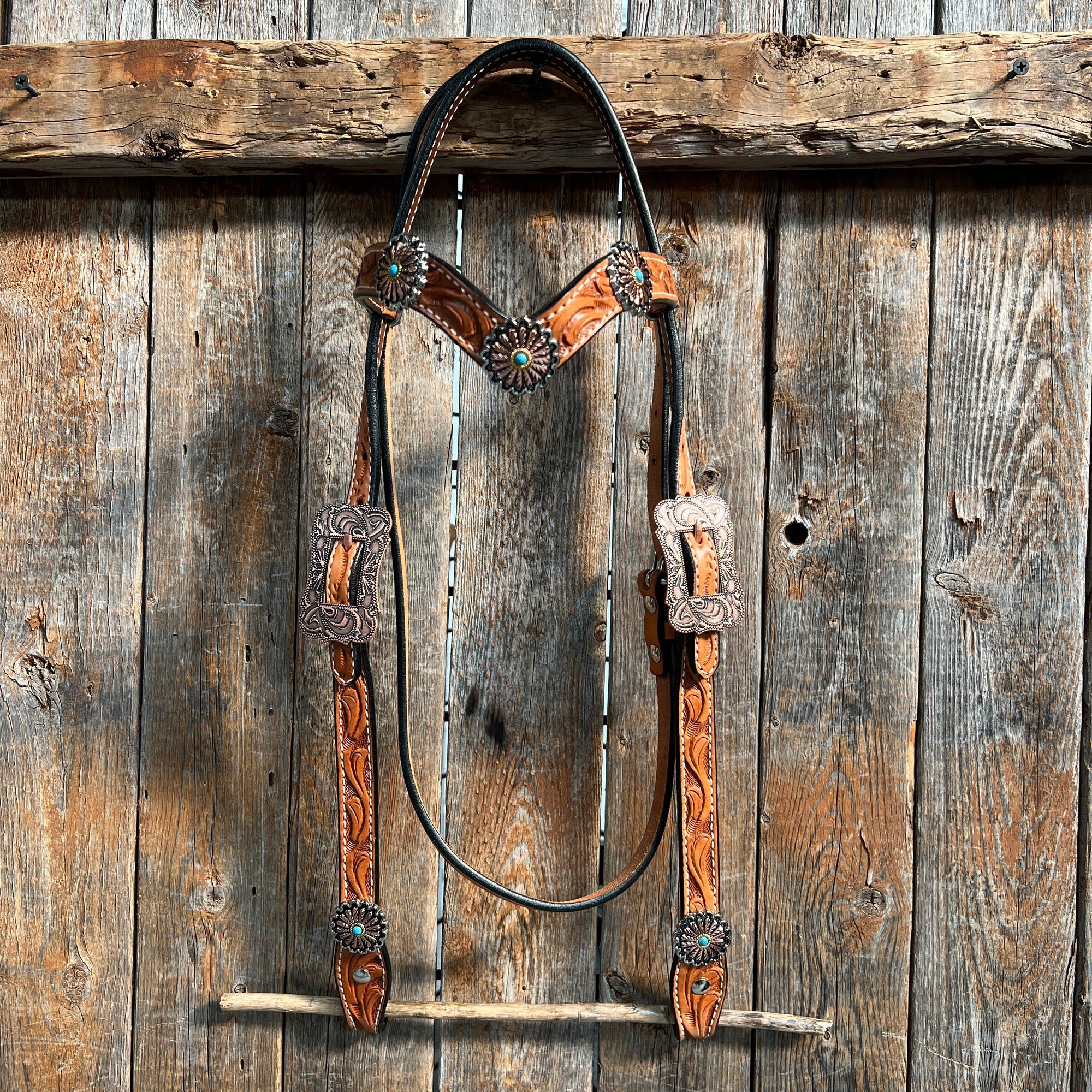 Light Oil Floral Western Flower Browband / Breastcollar Tack Set  