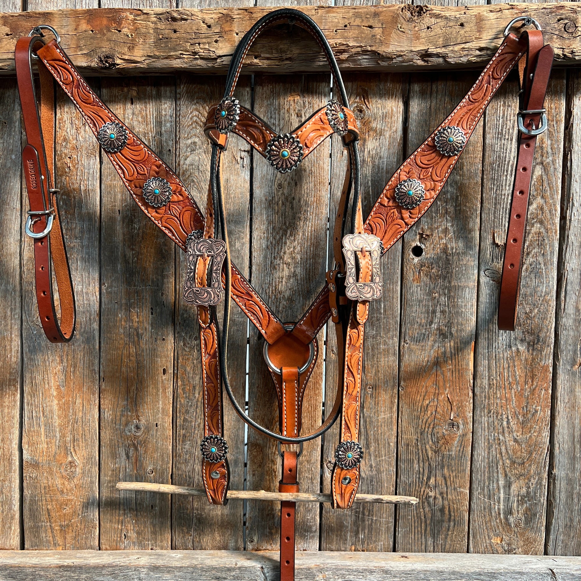 Light Oil Floral Western Flower Browband / Breastcollar Tack Set  
