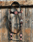 Dark Oil Basketweave Coral - Clear Browband/One Ear Tack Set  