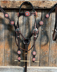 Dark Oil Basketweave Coral - Clear Browband/One Ear Tack Set  