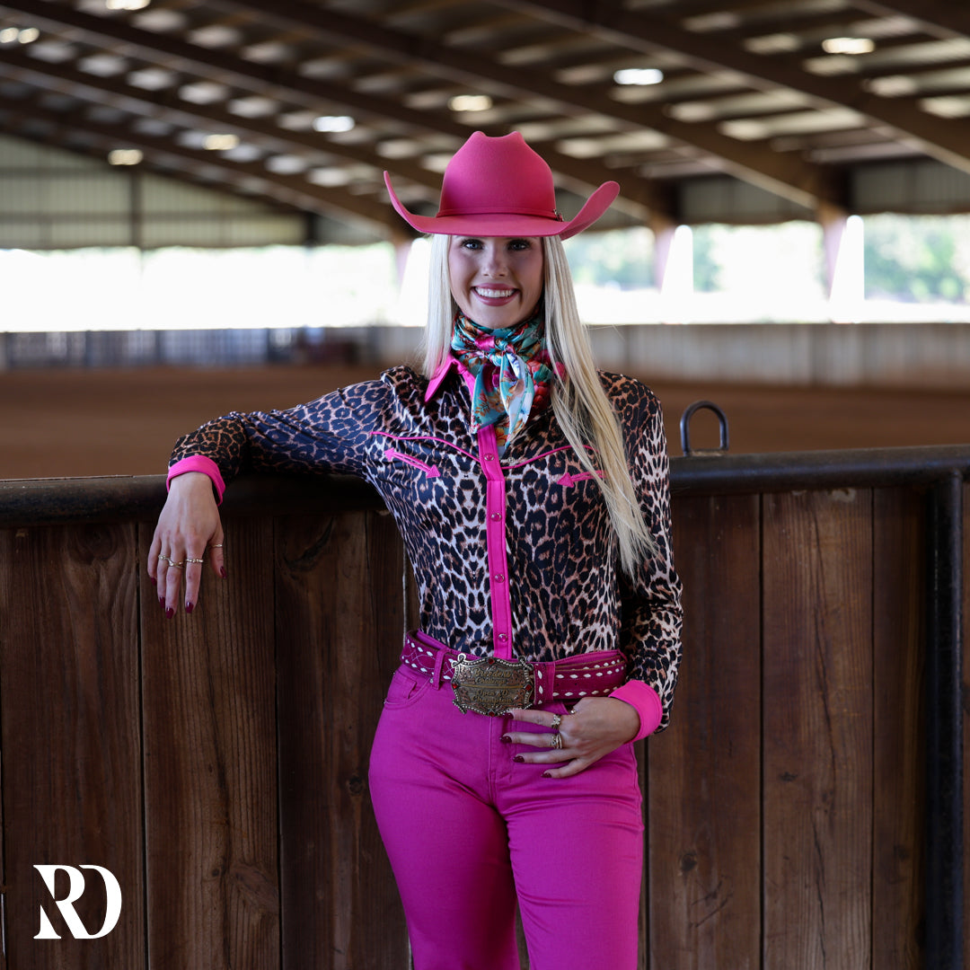 PINK LEOPARD PERFORMANCE RODEO SHIRT