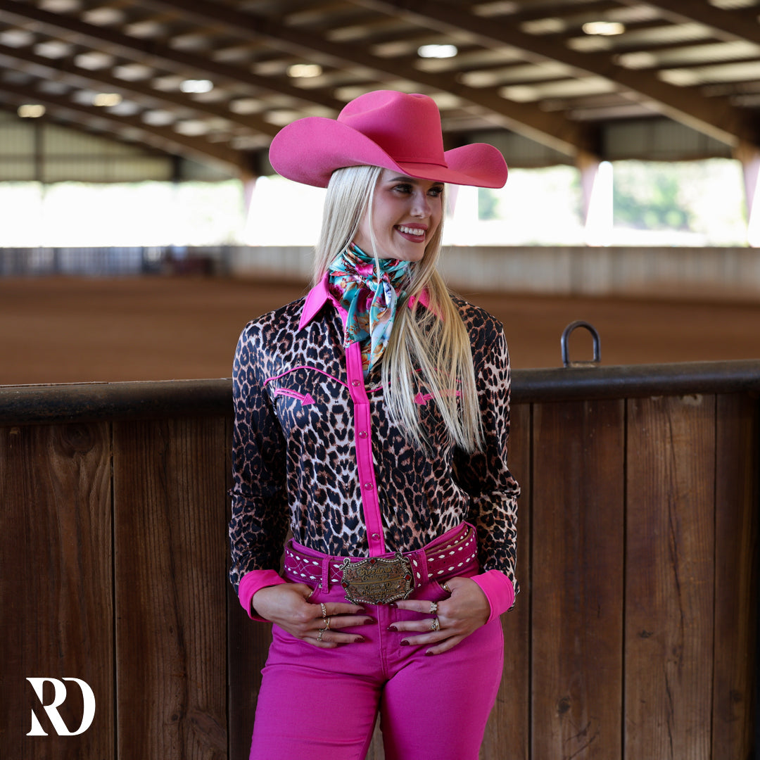 PINK LEOPARD PERFORMANCE RODEO SHIRT