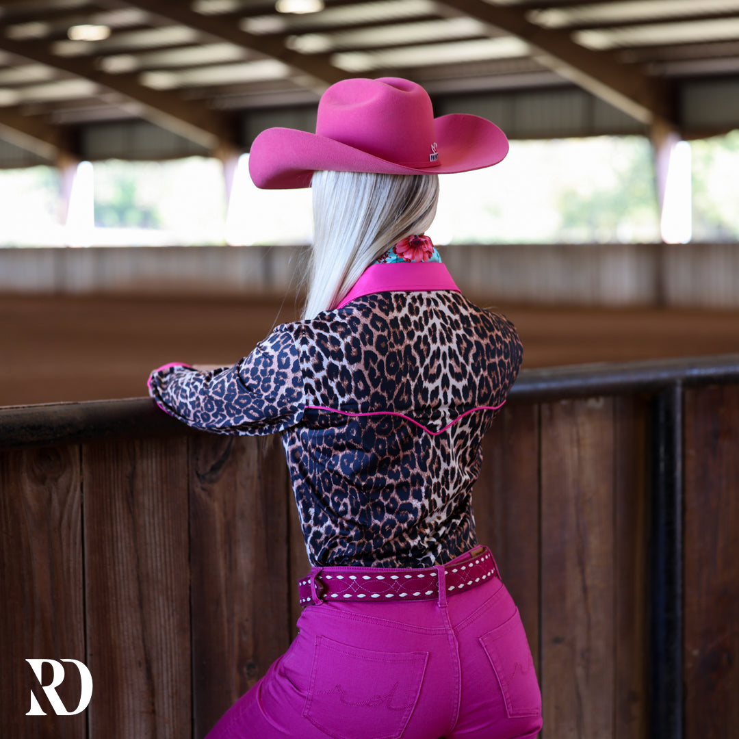 PINK LEOPARD PERFORMANCE RODEO SHIRT