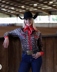 RED LEOPARD PERFORMANCE RODEO SHIRT
