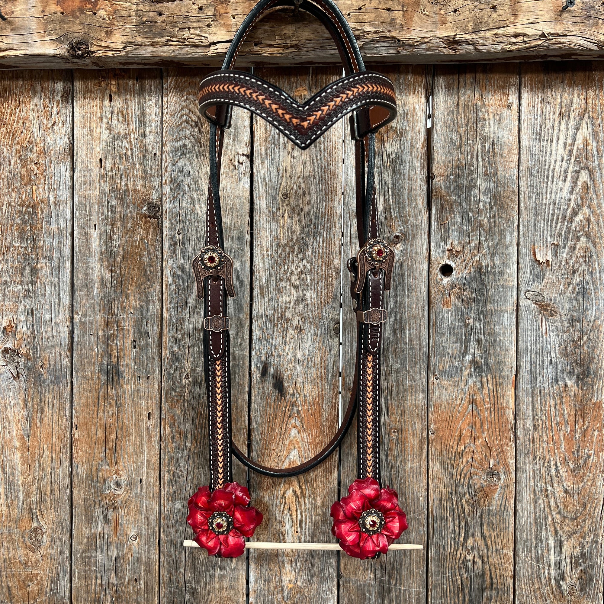 Foxtail Ruby - Champagne Browband/One Ear Headstall &amp; Breastcollar Tack Set 