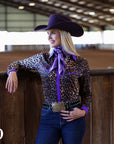 PURPLE LEOPARD PERFORMANCE RODEO SHIRT