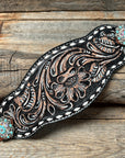 Dark Oil Buckstitch Bronc Noseband With Antique Silver Conchos