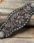 Dark Oil Buckstitch Bronc Noseband With Antique Silver Conchos