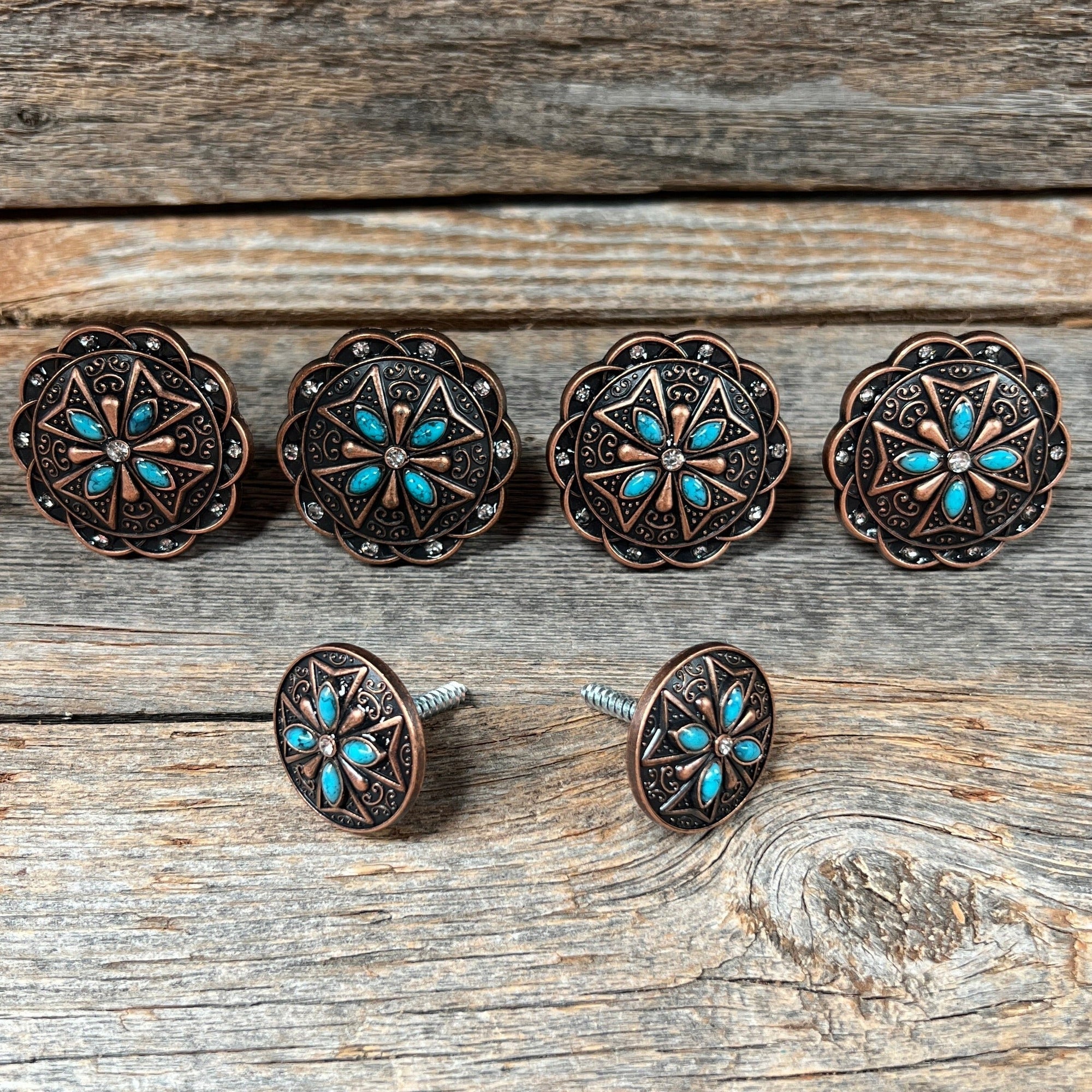 Copper Turquoise &amp; Crystal Saddle Set SSW138