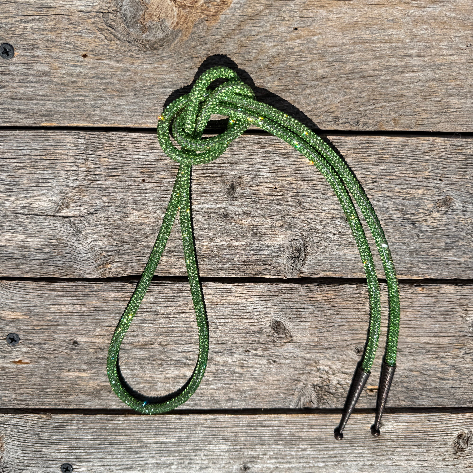 Lime Rhinestone Western Bolo Tie 