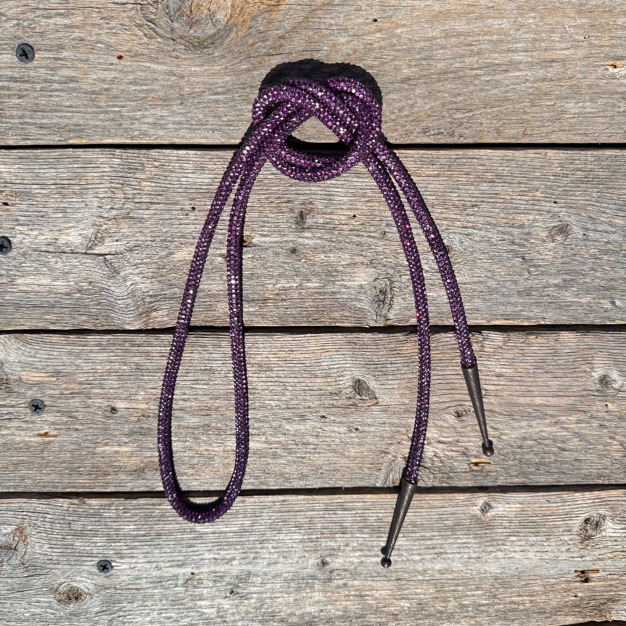 Purple Rhinestone Western Bolo Tie 
