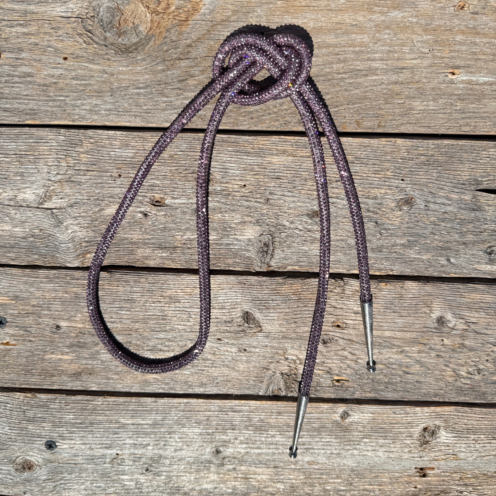 Dusty Rose Rhinestone Western Bolo Tie 