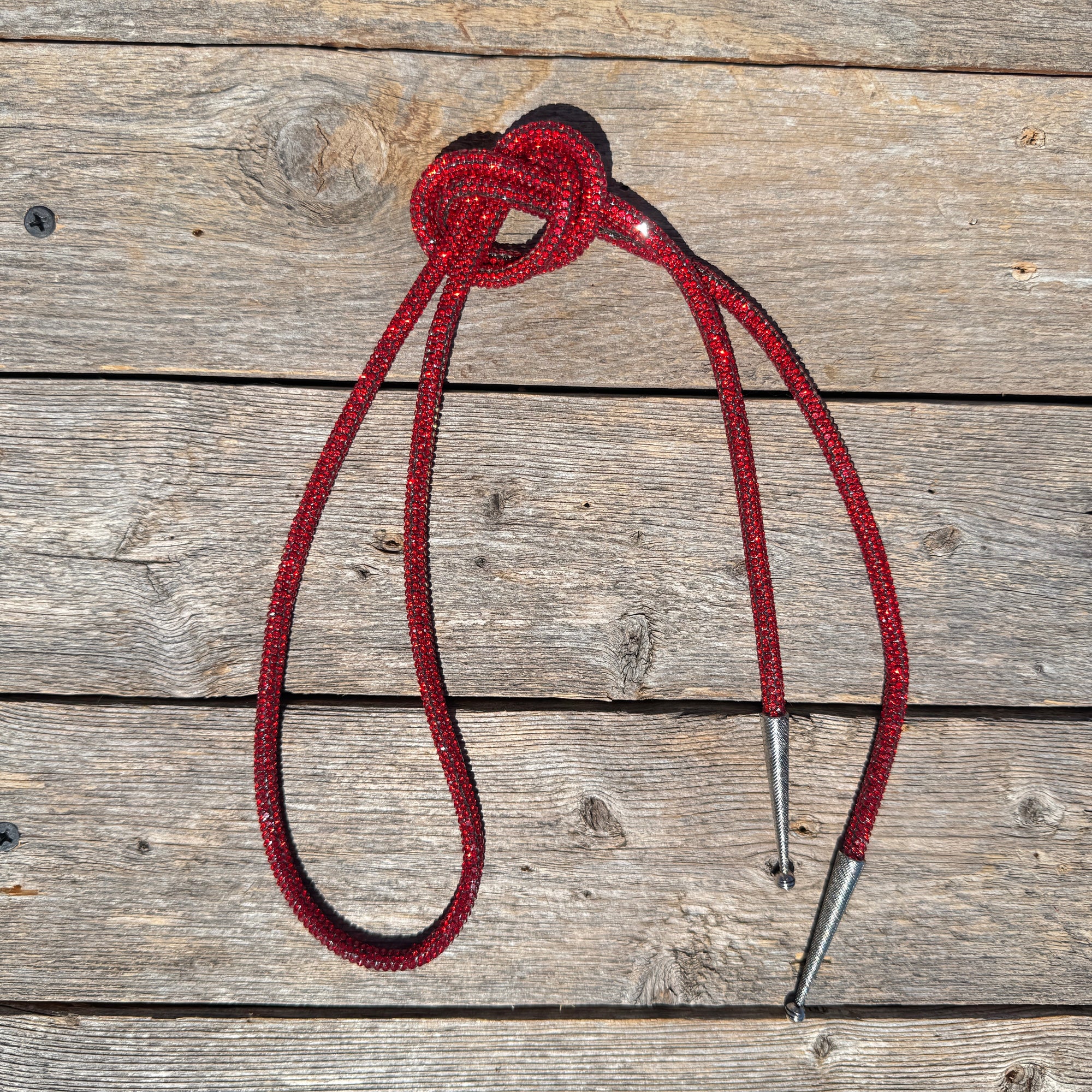 Scarlet Rhinestone Western Bolo Tie 