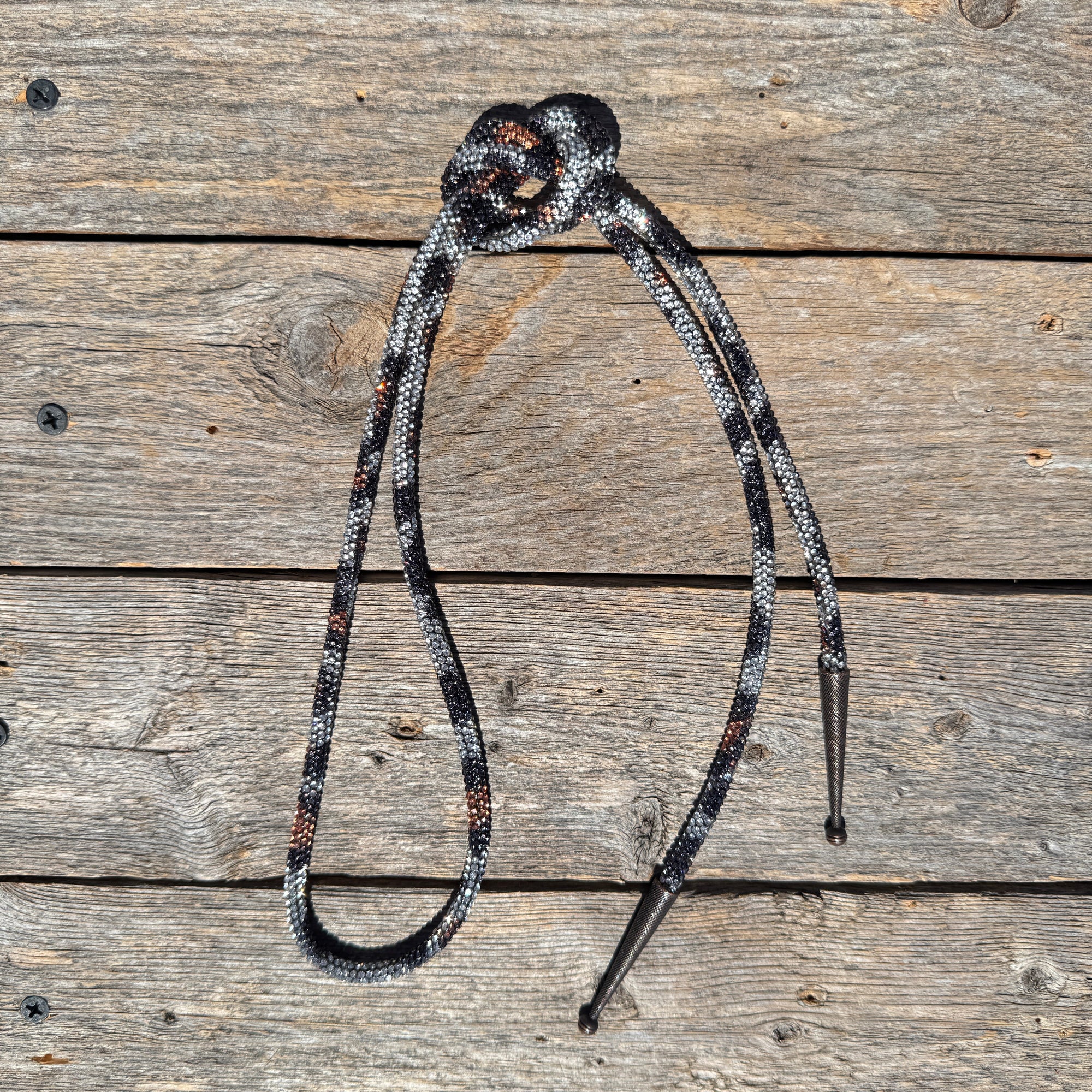 Cheetah Rhinestone Western Bolo Tie 
