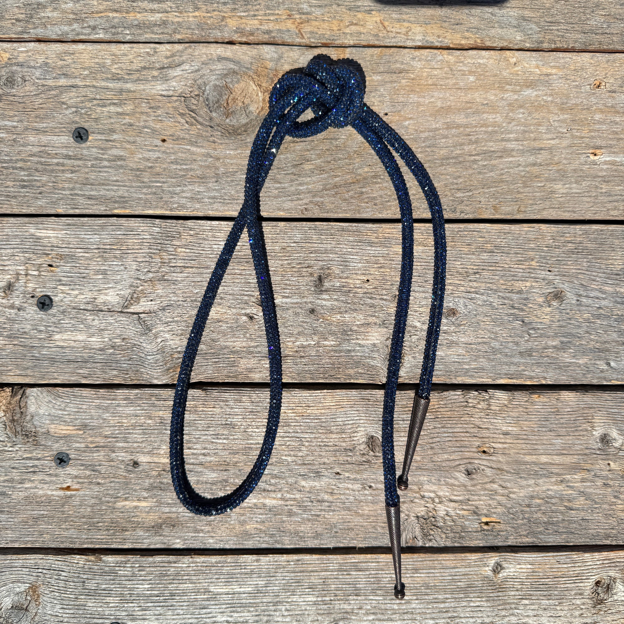 Navy Rhinestone Western Bolo Tie 