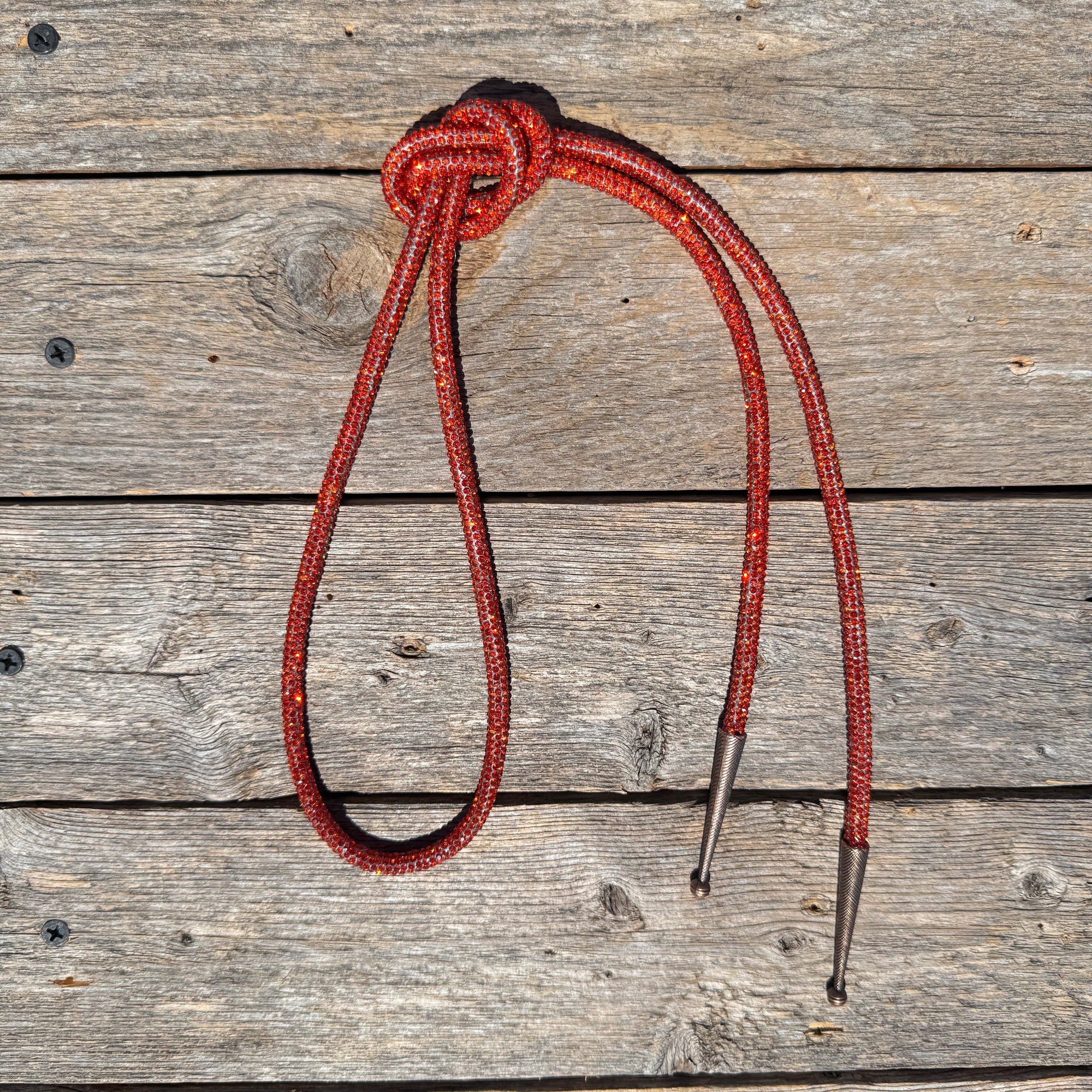 Orange Rhinestone Western Bolo Tie 