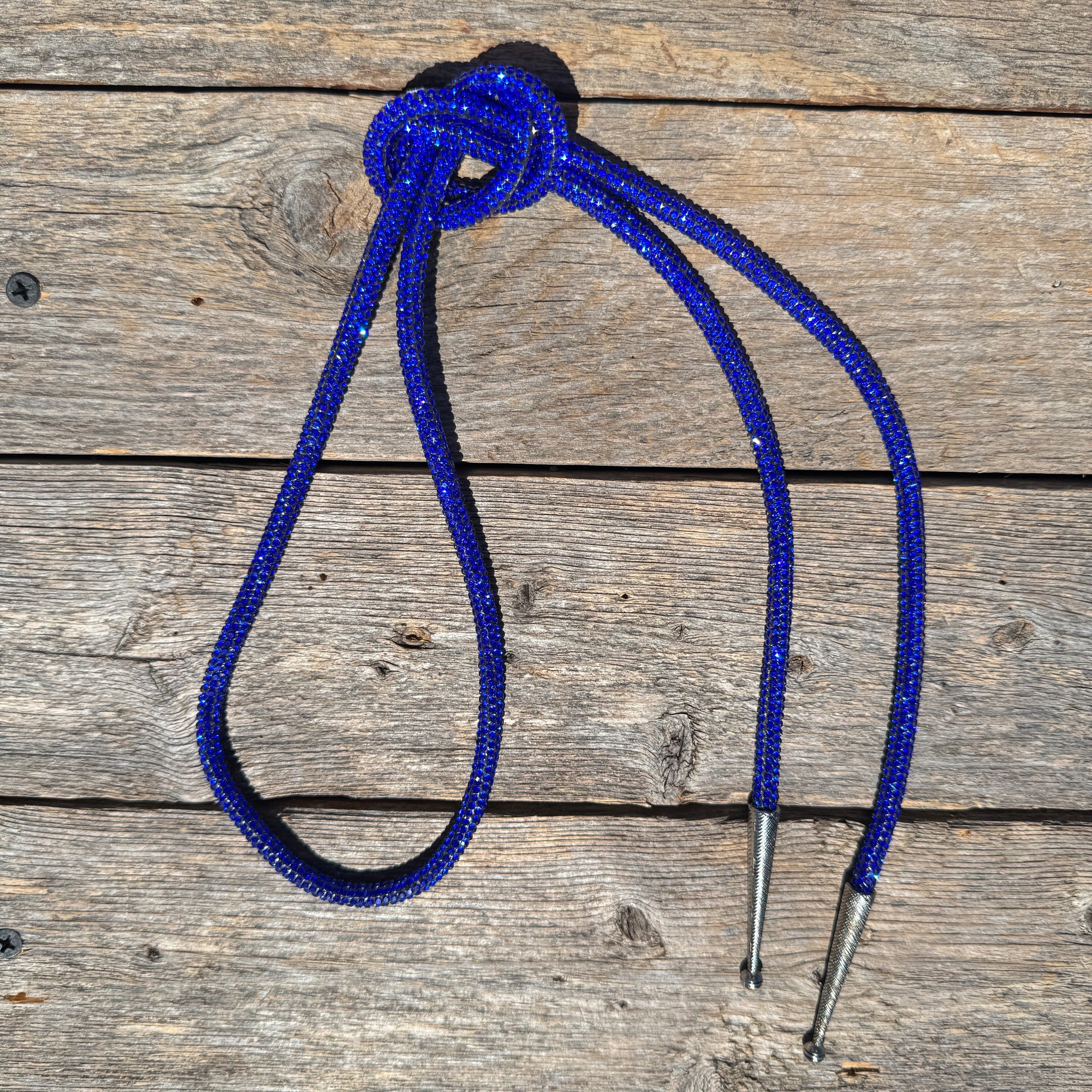 Cobalt Rhinestone Western Bolo Tie 