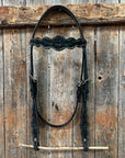 Floral Scalloped Black Browband Headstall / Bridle