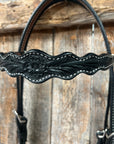Floral Scalloped Black Browband Headstall / Bridle