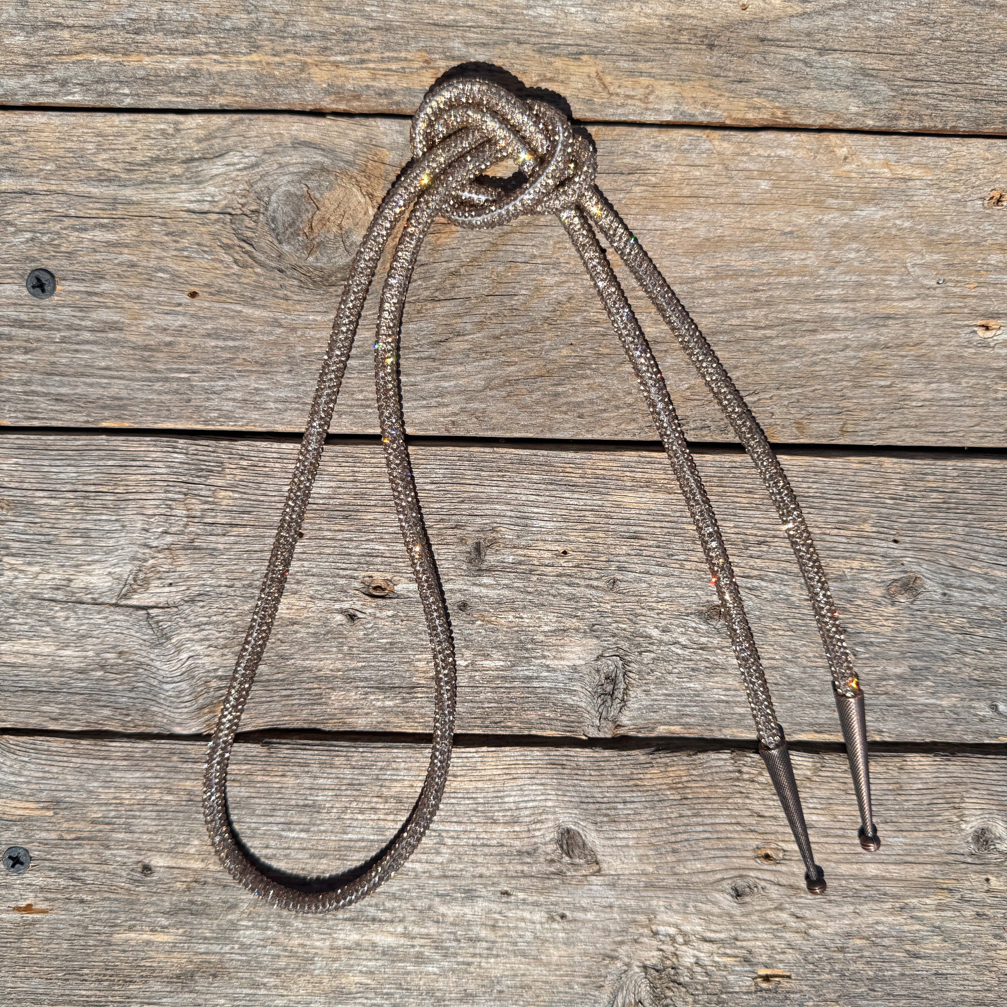 Champagne Rhinestone Western Bolo Tie 