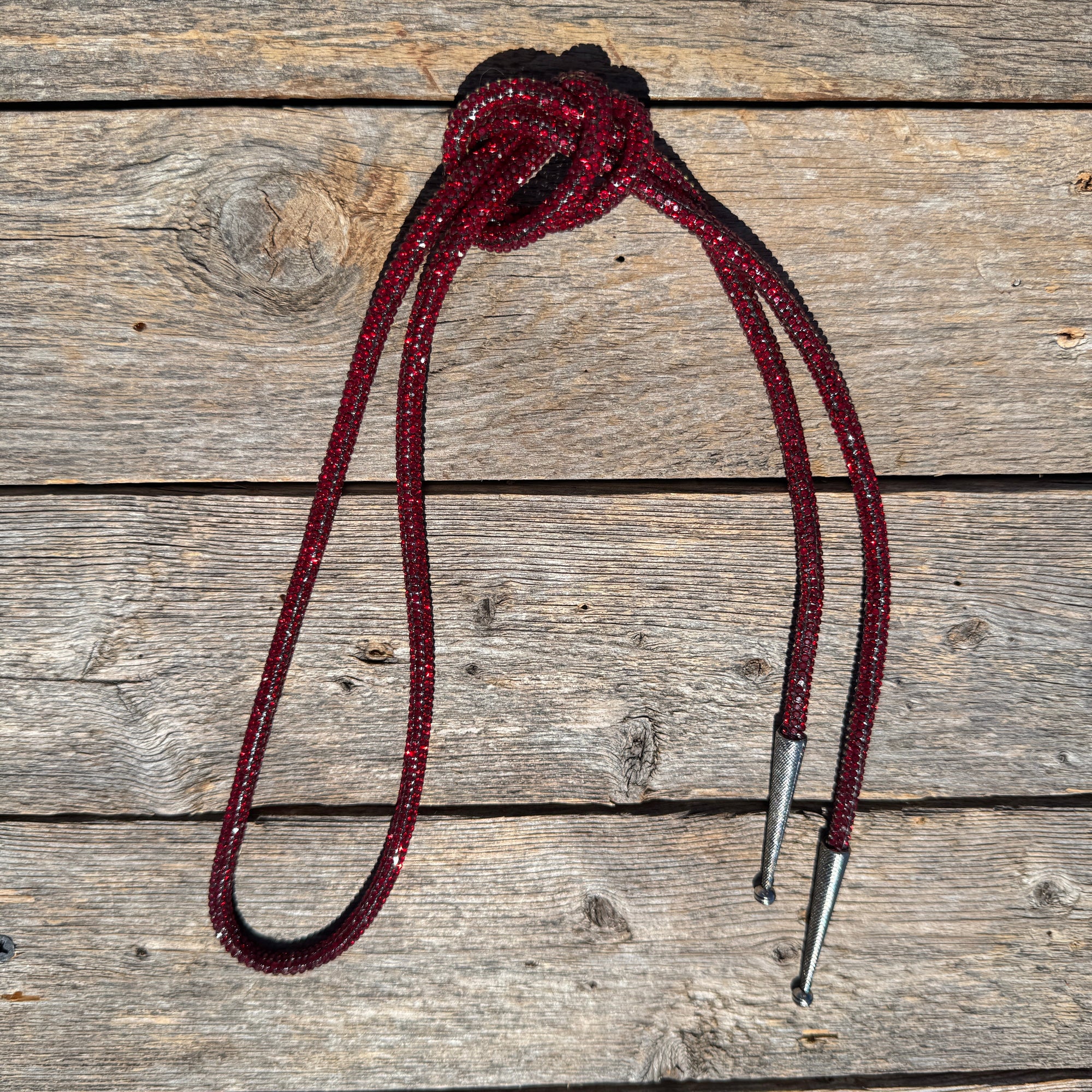 Ruby Rhinestone Western Bolo Tie 