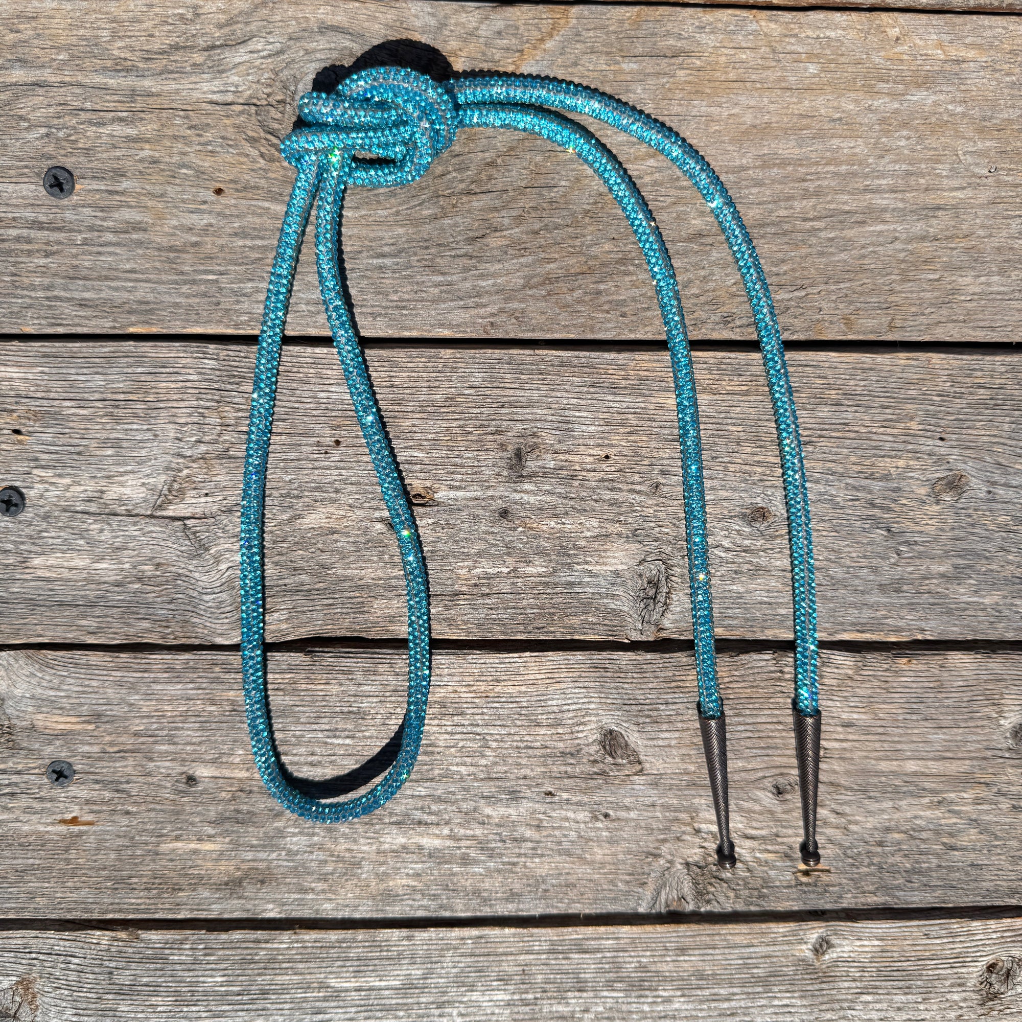 Aqua Rhinestone Western Bolo Tie 